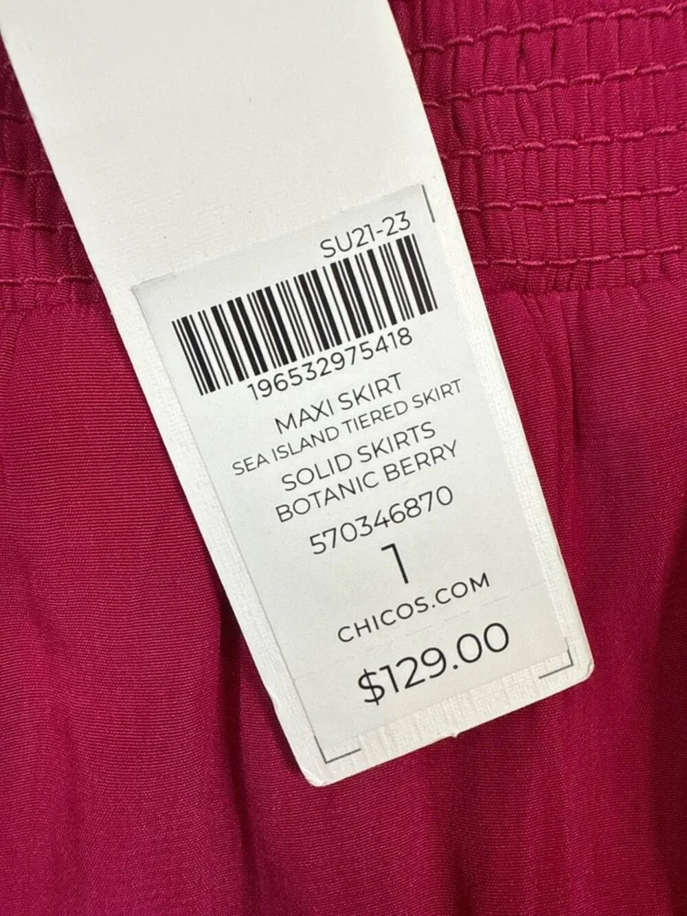 NWT Chicos Tiered Botanic Berry Maxi Skirt size 1 (US 8/10) Smocked Waist (JJ650 - Picture 6 of 9